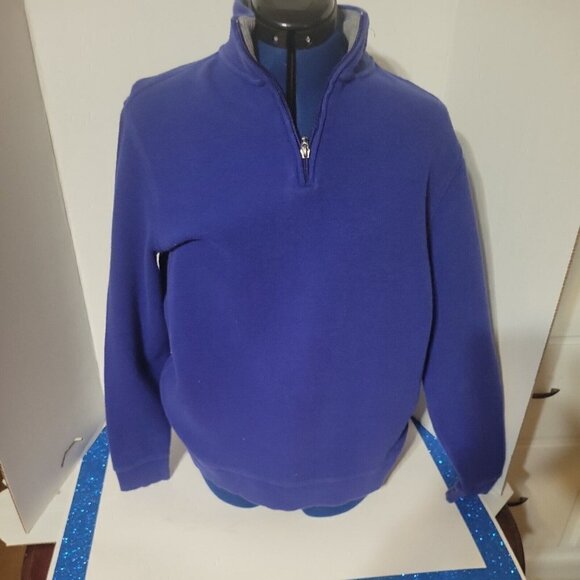 TASSO ELBA Pullover‎ Sweatshirt Quarter Zip Mock Neck Top Purple Casual Comfort - Picture 2 of 8